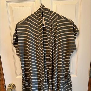 Striped Short Sleeve Cardigan By Pink Rose